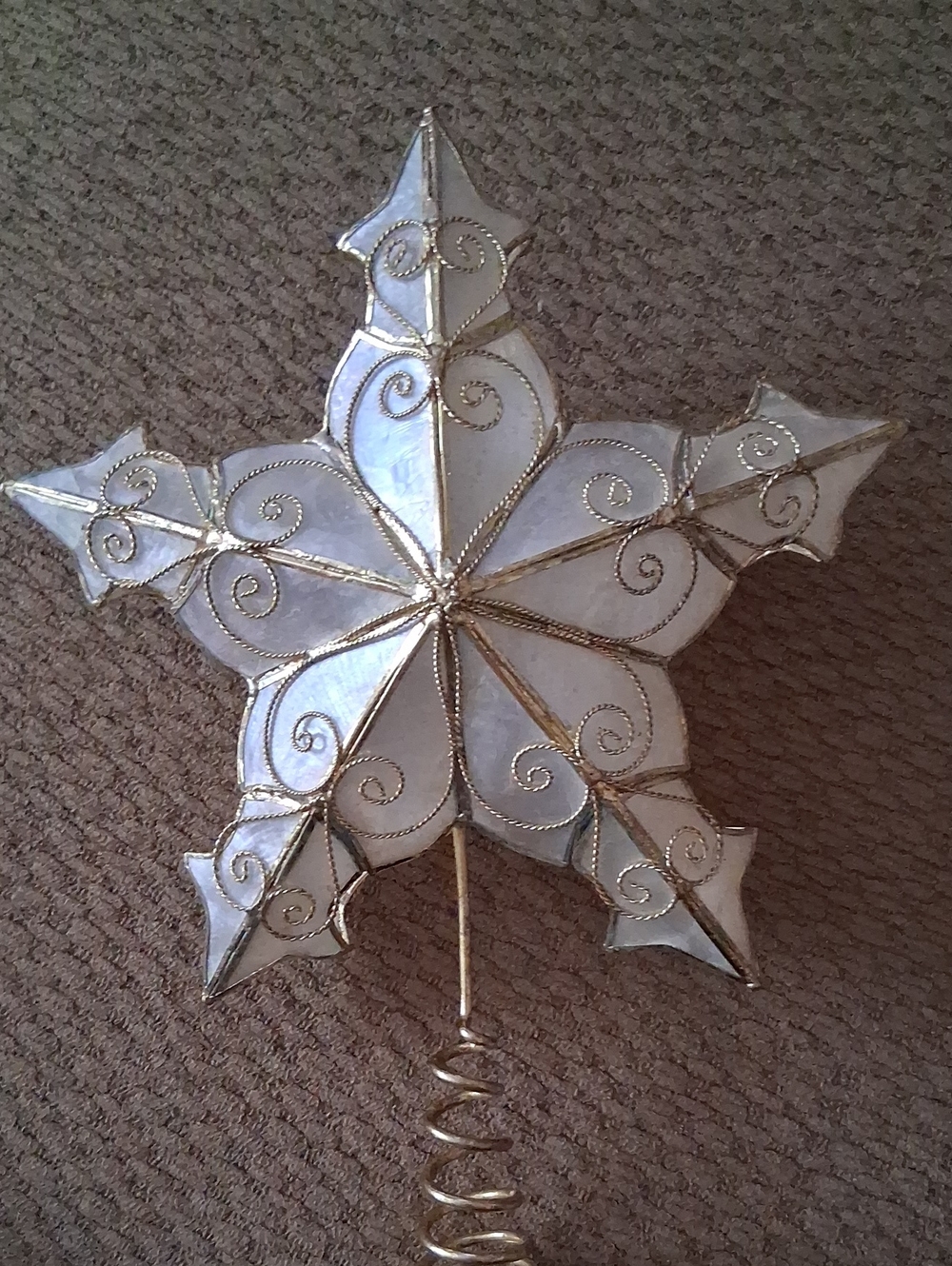CAPIZ SHELL 3D STAR TREE TOPPER CHRISTMAS HOLIDAY ORNAMENT